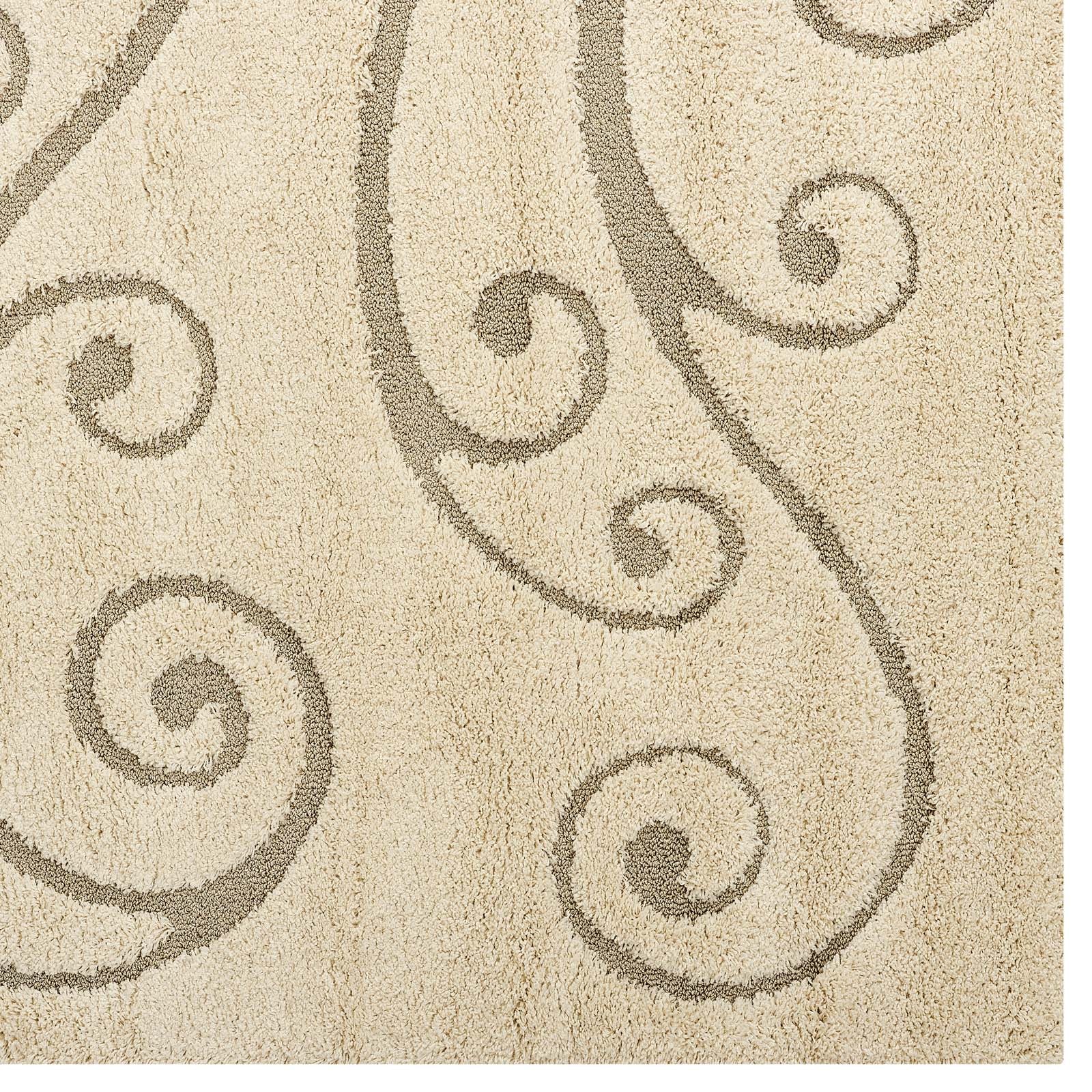 Jubilant Sprout Scrolling Vine Shag Area Rug by Modway
