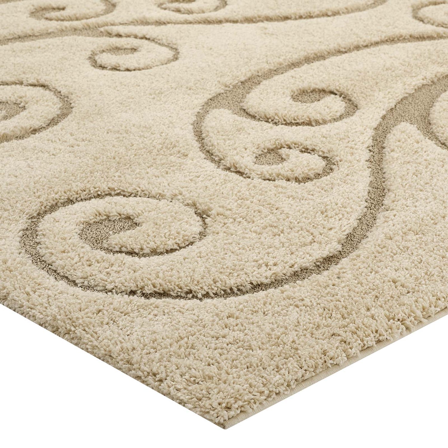 Jubilant Sprout Scrolling Vine Shag Area Rug by Modway