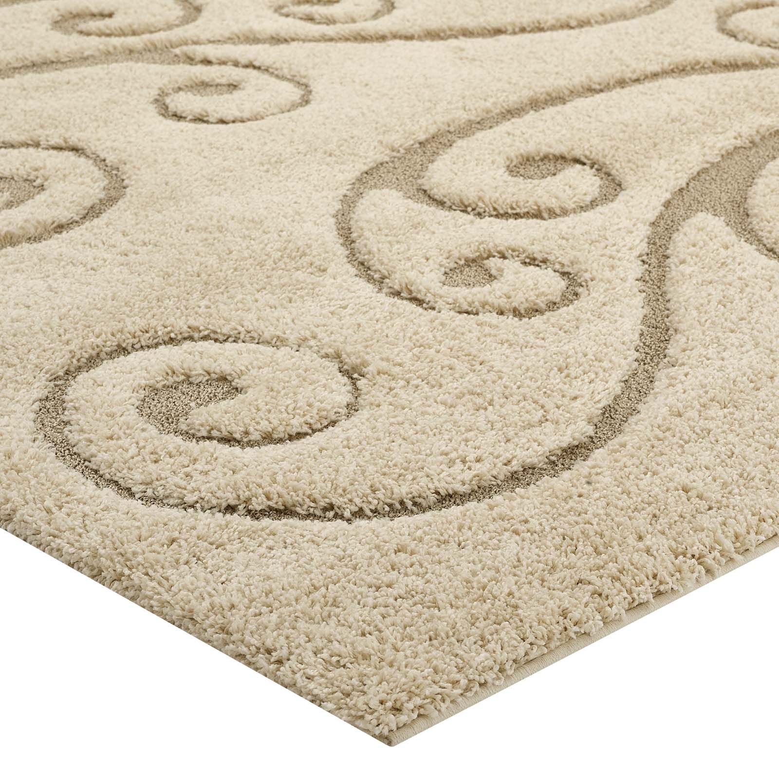Jubilant Sprout Scrolling Vine Shag Area Rug by Modway