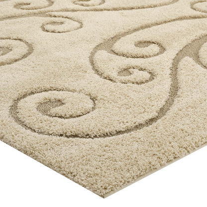 Jubilant Sprout Scrolling Vine Shag Area Rug by Modway