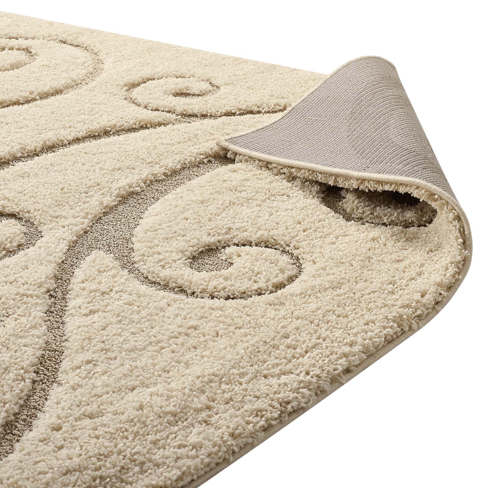 Jubilant Sprout Scrolling Vine Shag Area Rug by Modway