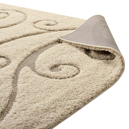 Jubilant Sprout Scrolling Vine Shag Area Rug by Modway