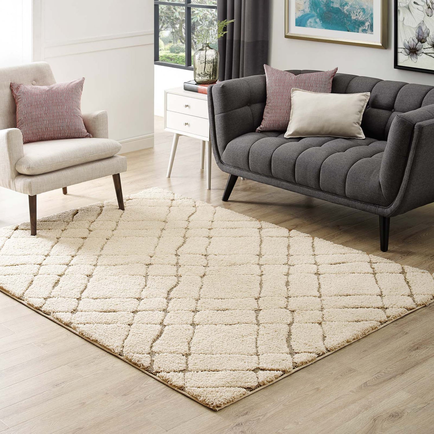 Jubilant Verona Abstract Geometric Shag Area Rug by Modway