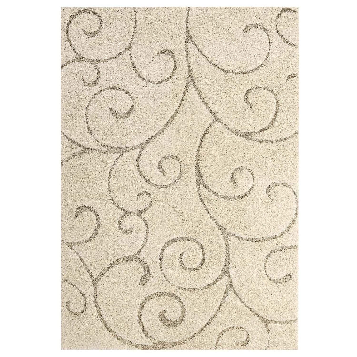 Jubilant Burgeon Scrolling Vine Shag Area Rug by Modway