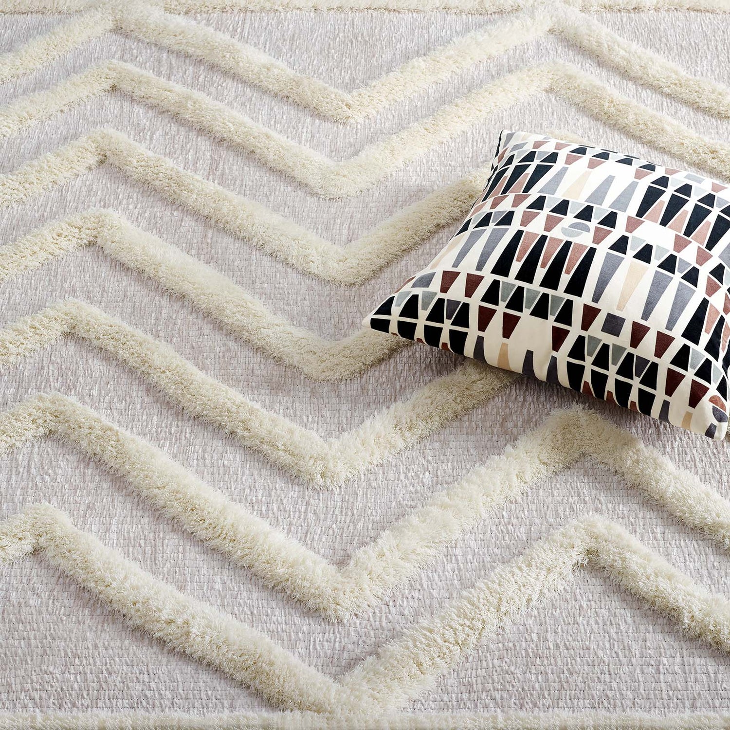 Whimsical Pathway Abstract Chevron Shag Area Rug by Modway