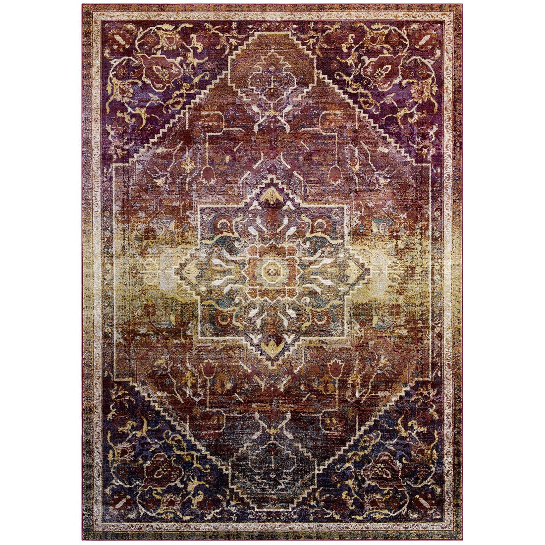 Success Kaede Transitional Distressed Vintage Floral Vintage Medallion Area Rug by Modway