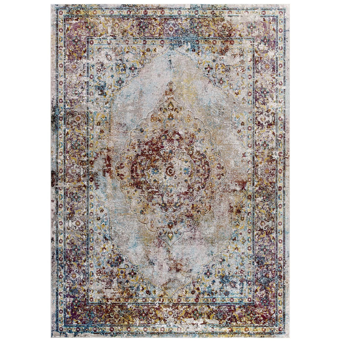 Success Merritt Transitional Distressed Floral Vintage Medallion Area Rug by Modway