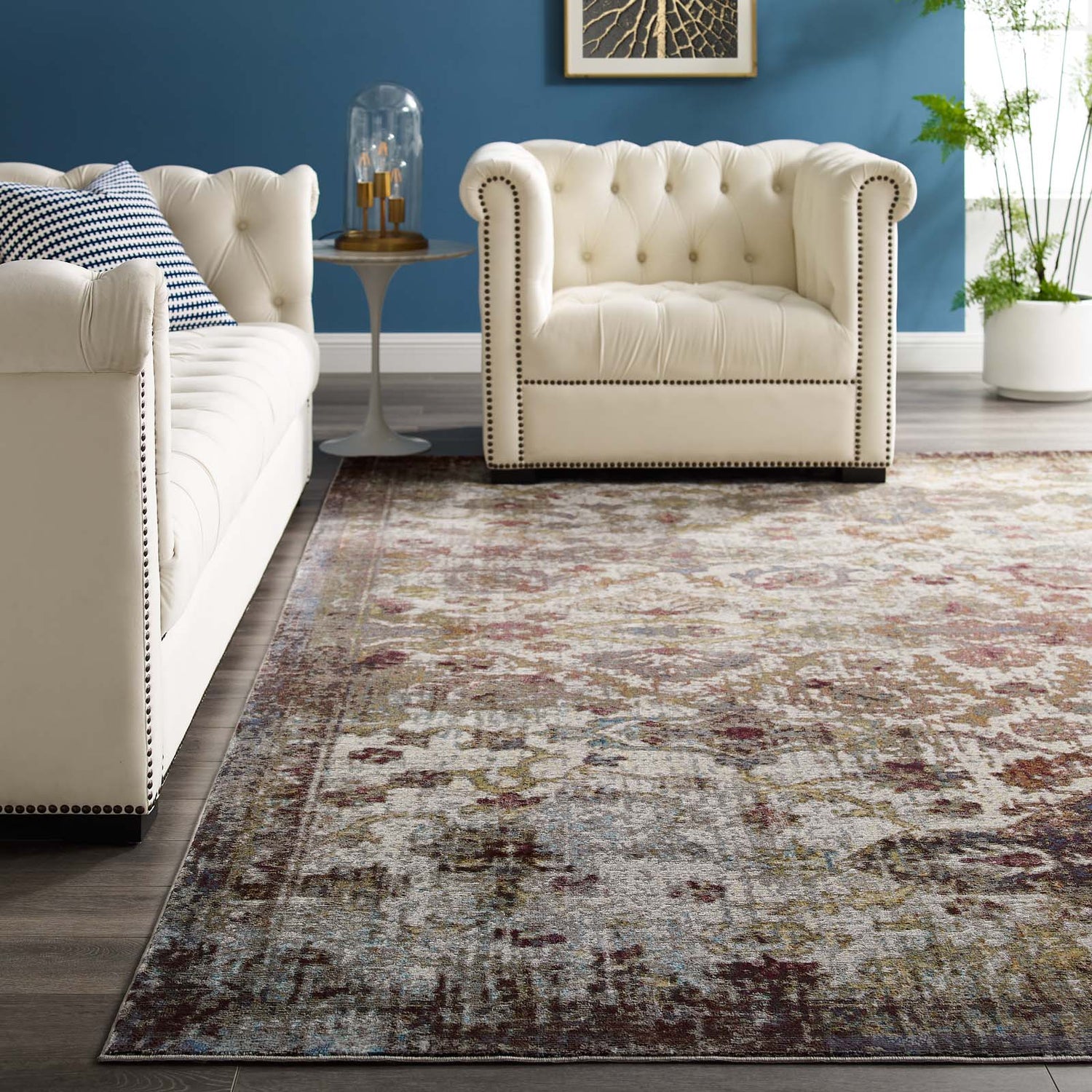 Success Kaede Distressed Vintage Floral Moroccan Trellis Area Rug by Modway
