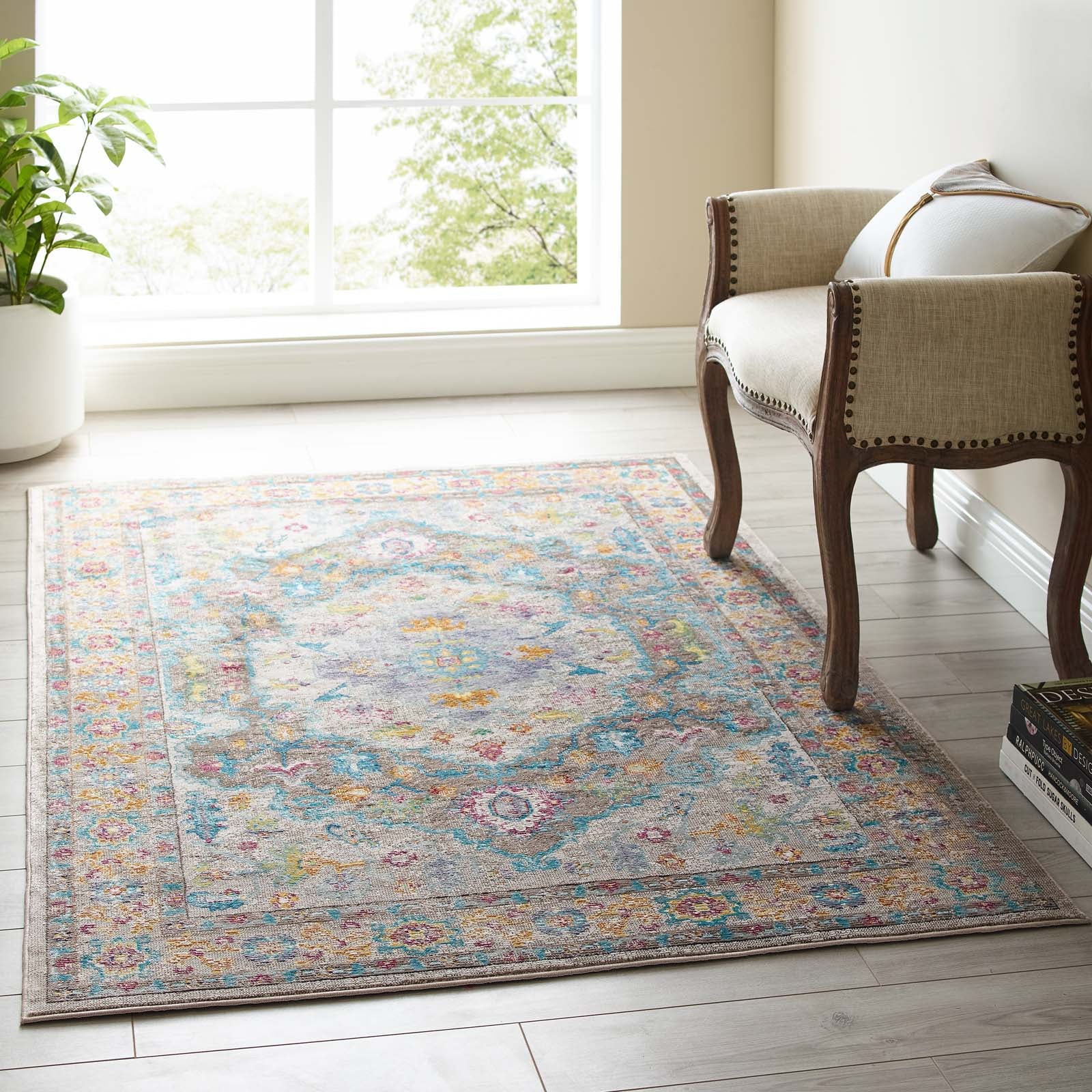 Success Anisah Distressed Floral Vintage Medallion Area Rug by Modway