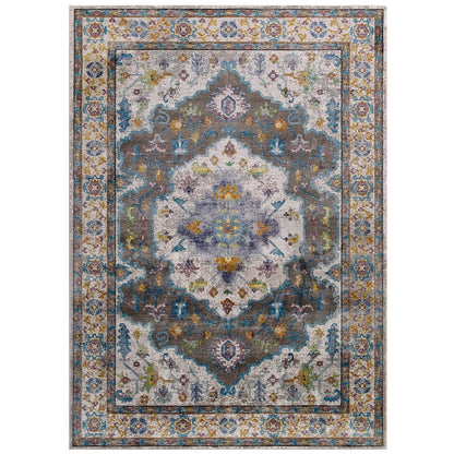 Success Anisah Distressed Floral Vintage Medallion Area Rug by Modway