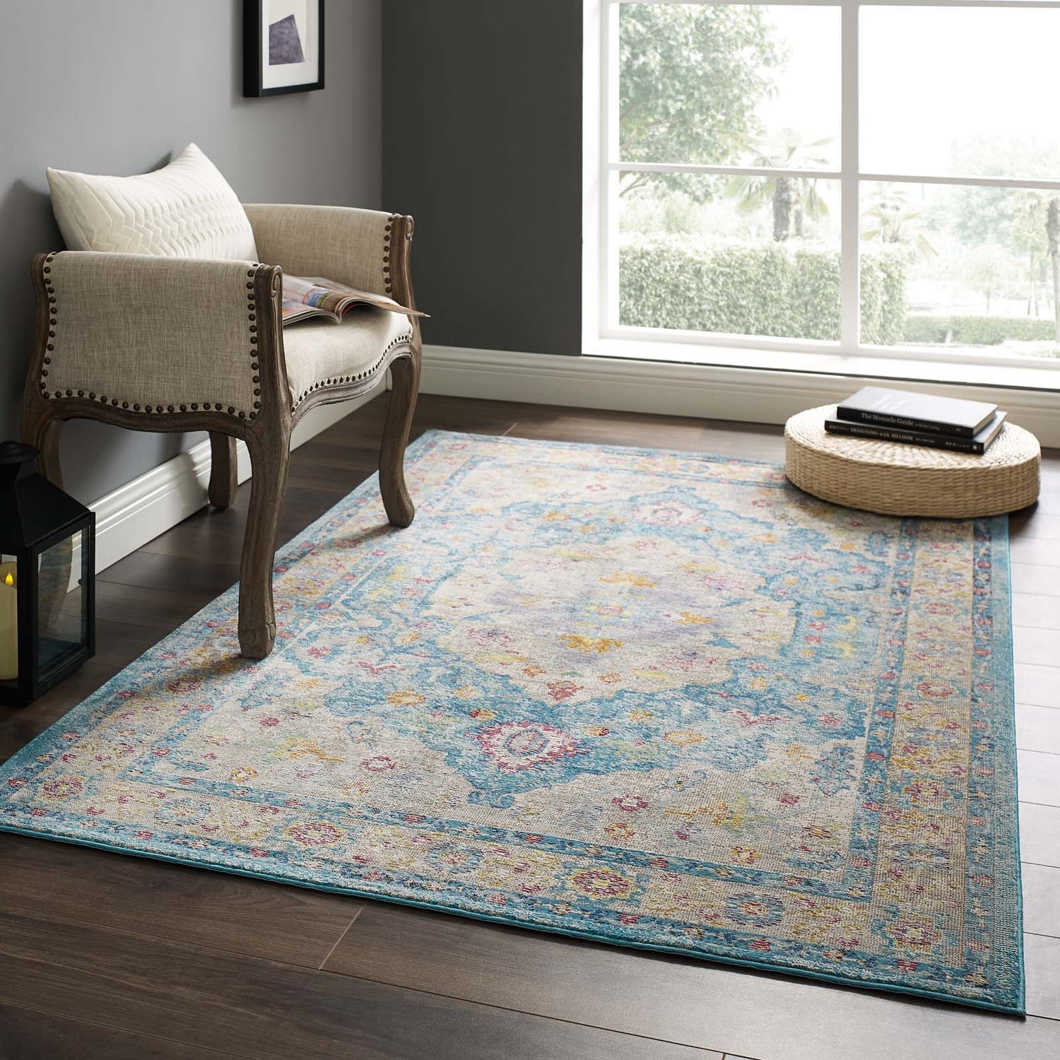 Success Anisah Distressed Floral Vintage Medallion Area Rug by Modway