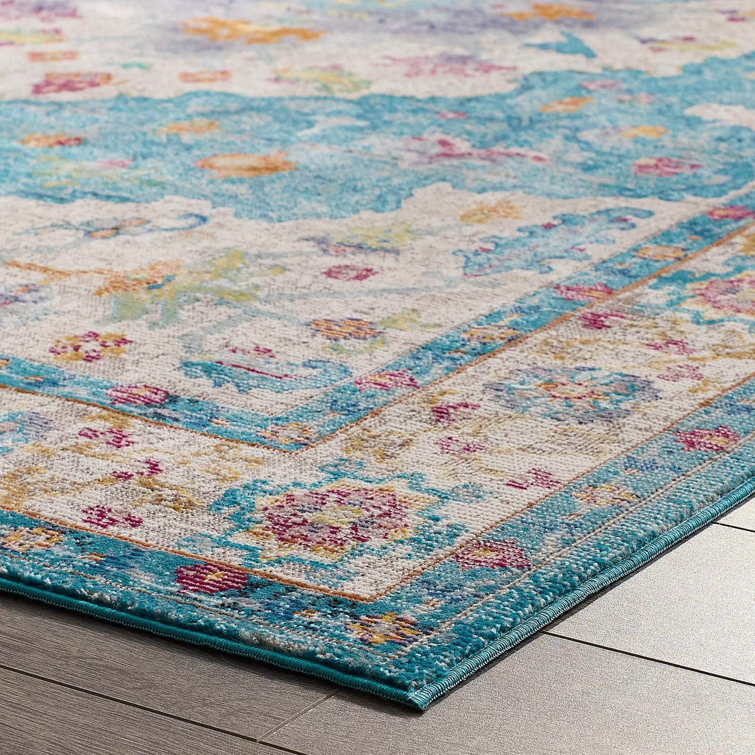 Success Anisah Distressed Floral Vintage Medallion Area Rug by Modway