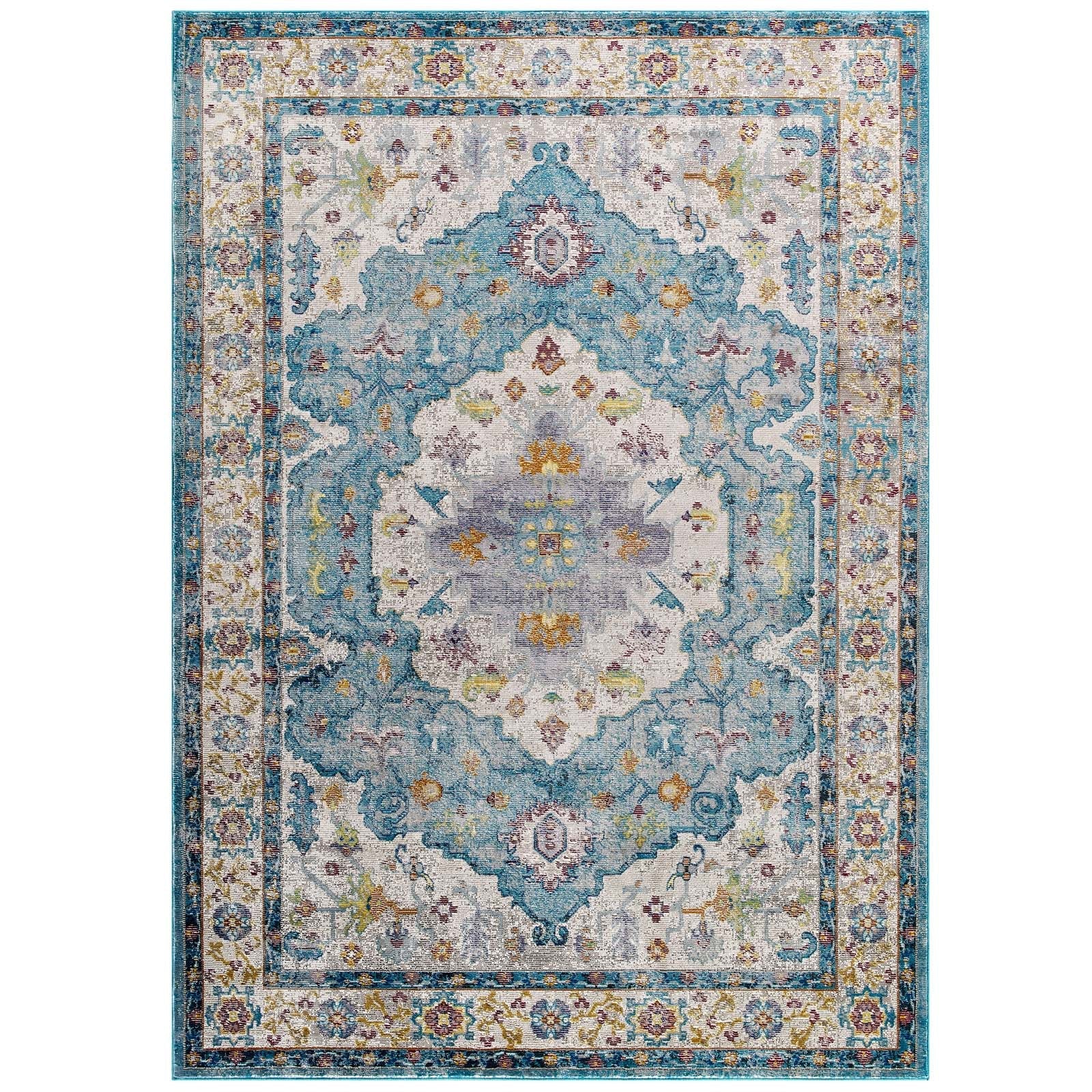 Success Anisah Distressed Floral Vintage Medallion Area Rug by Modway