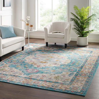 Success Anisah Distressed Floral Vintage Medallion Area Rug by Modway