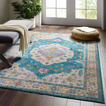 Success Anisah Distressed Floral Vintage Medallion Area Rug by Modway