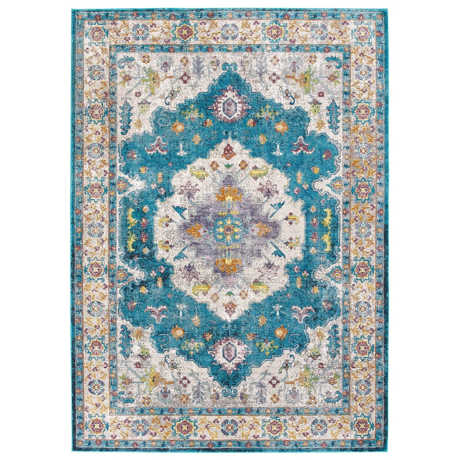 Success Anisah Distressed Floral Vintage Medallion Area Rug by Modway