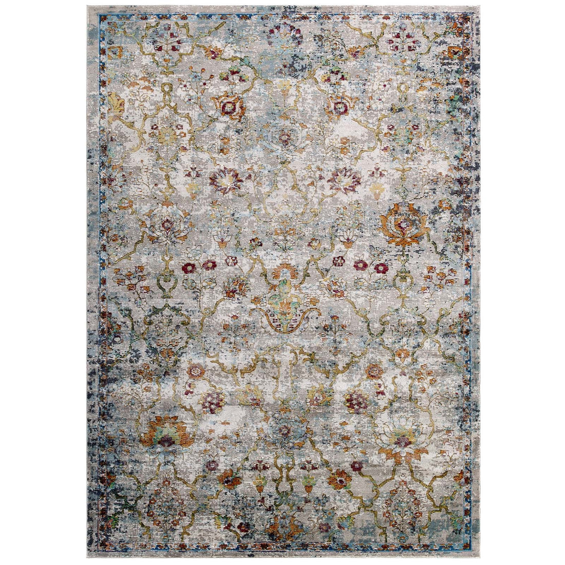 Success Manuka Distressed Vintage Floral Lattice Area Rug by Modway