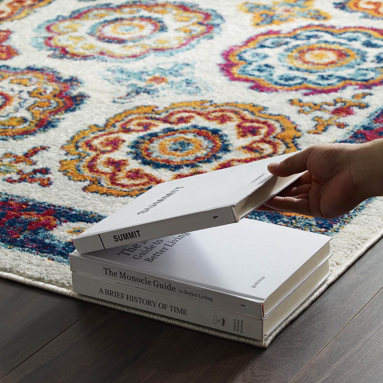 Entourage Odile Distressed Floral Moroccan Trellis Area Rug by Modway