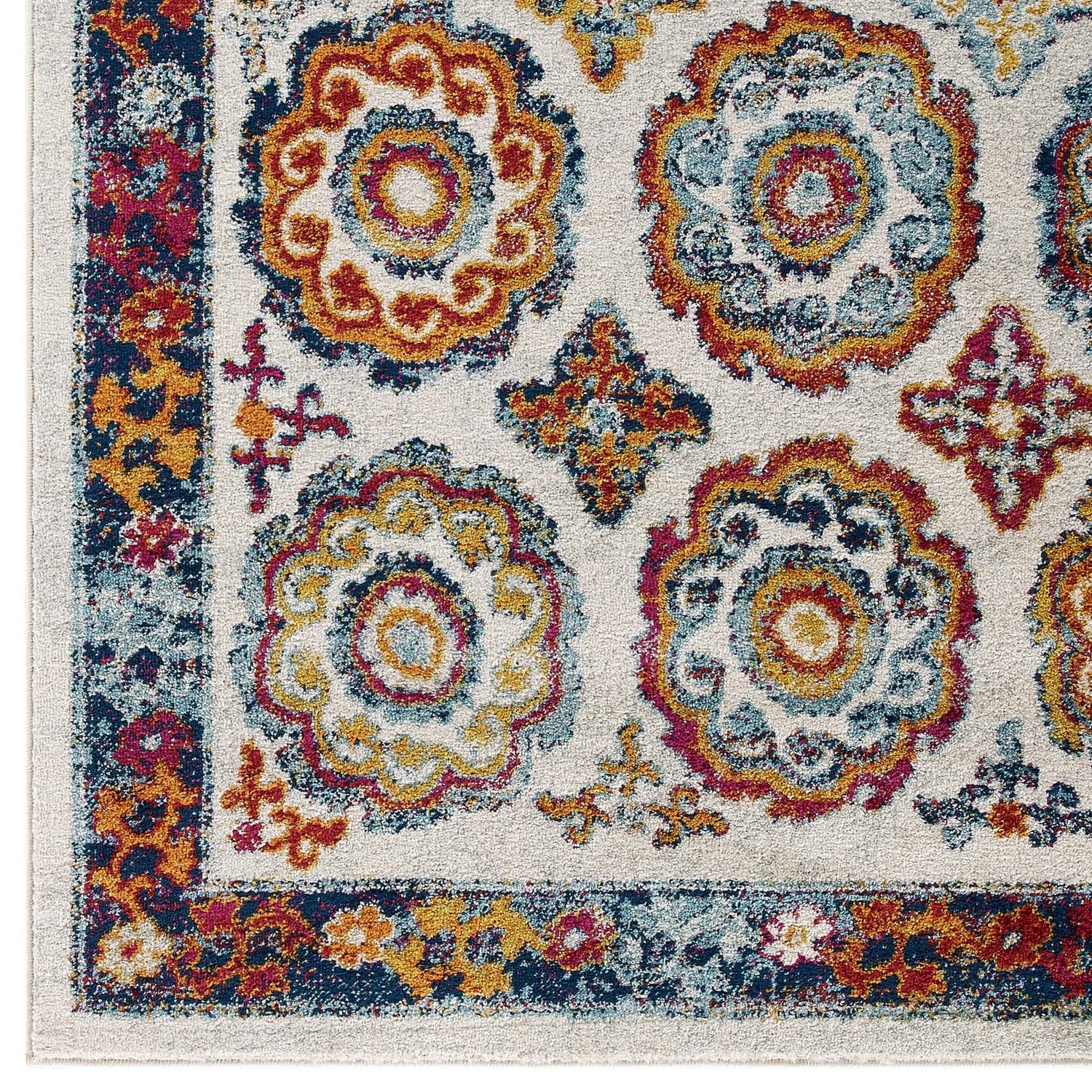 Entourage Odile Distressed Floral Moroccan Trellis Area Rug by Modway