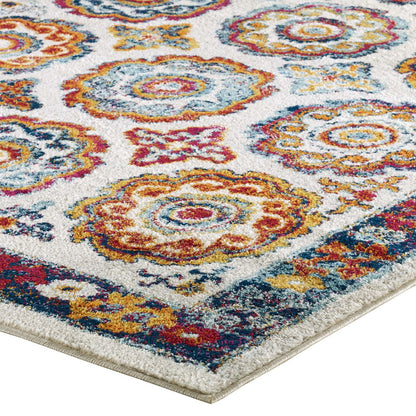 Entourage Odile Distressed Floral Moroccan Trellis Area Rug by Modway