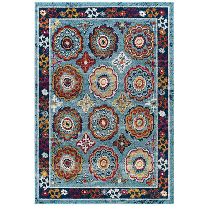 Entourage Odile Distressed Floral Moroccan Trellis Area Rug by Modway