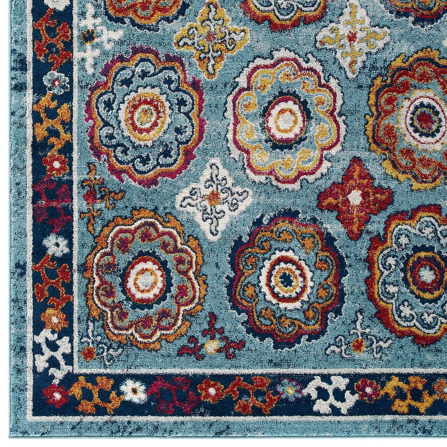 Entourage Odile Distressed Floral Moroccan Trellis Area Rug by Modway