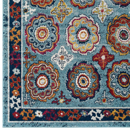 Entourage Odile Distressed Floral Moroccan Trellis Area Rug by Modway
