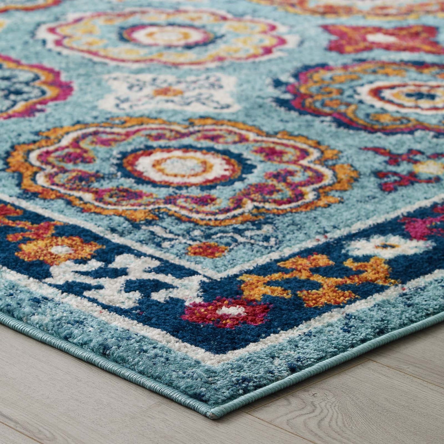 Entourage Odile Distressed Floral Moroccan Trellis Area Rug by Modway