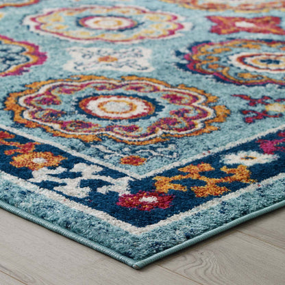 Entourage Odile Distressed Floral Moroccan Trellis Area Rug by Modway