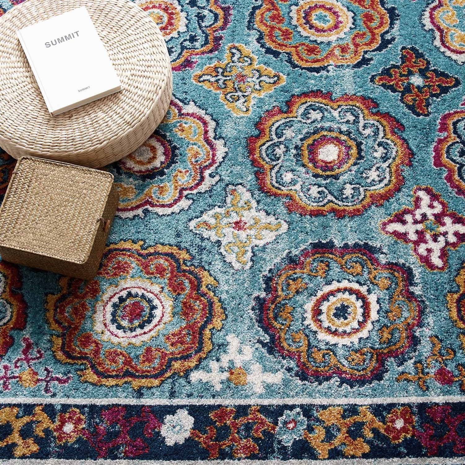 Entourage Odile Distressed Floral Moroccan Trellis Area Rug by Modway