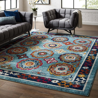 Entourage Odile Distressed Floral Moroccan Trellis Area Rug by Modway
