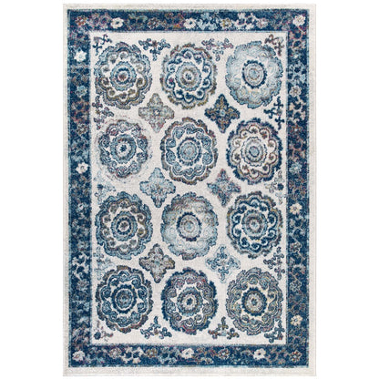Entourage Odile Distressed Floral Moroccan Trellis Area Rug by Modway