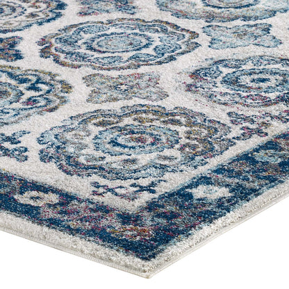 Entourage Odile Distressed Floral Moroccan Trellis Area Rug by Modway