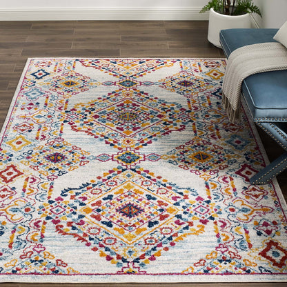 Entourage Khalida Distressed Floral Lattice Area Rug by Modway