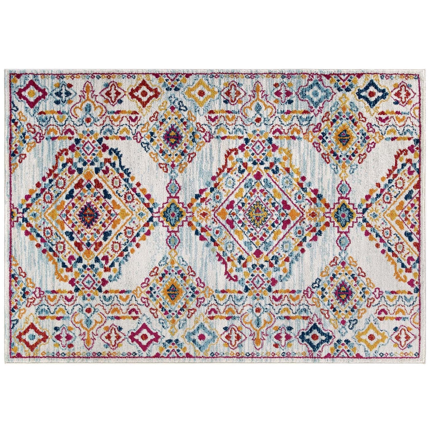 Entourage Khalida Distressed Floral Lattice Area Rug by Modway