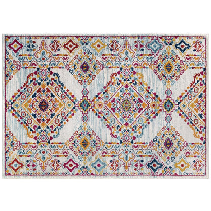 Entourage Khalida Distressed Floral Lattice Area Rug by Modway