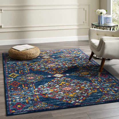 Entourage Khalida Distressed Floral Lattice Area Rug by Modway