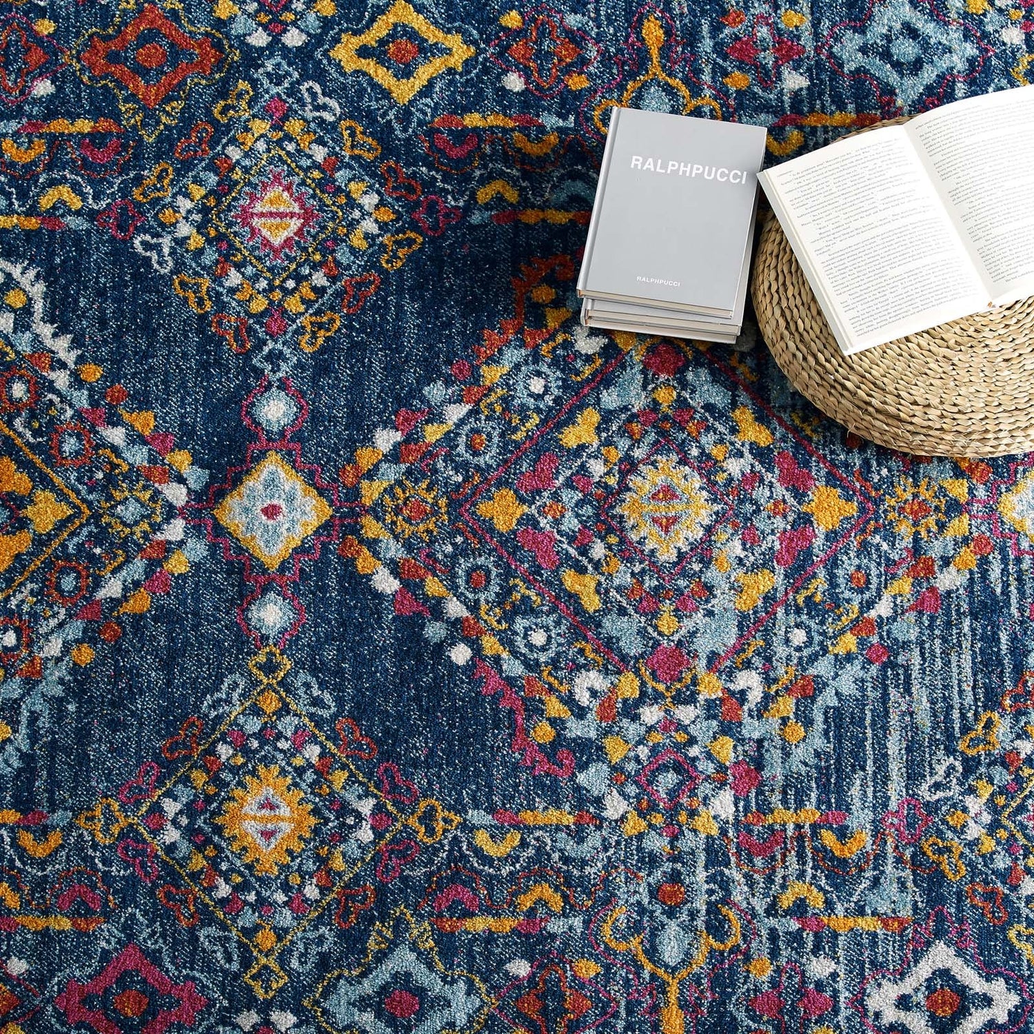 Entourage Khalida Distressed Floral Lattice Area Rug by Modway