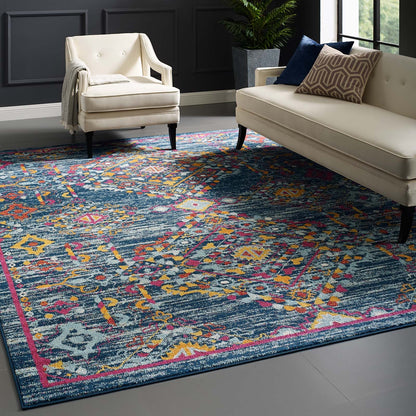 Entourage Khalida Distressed Floral Lattice Area Rug by Modway