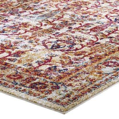 Entourage Jessa Distressed Vintage Floral Lattice Area Rug by Modway