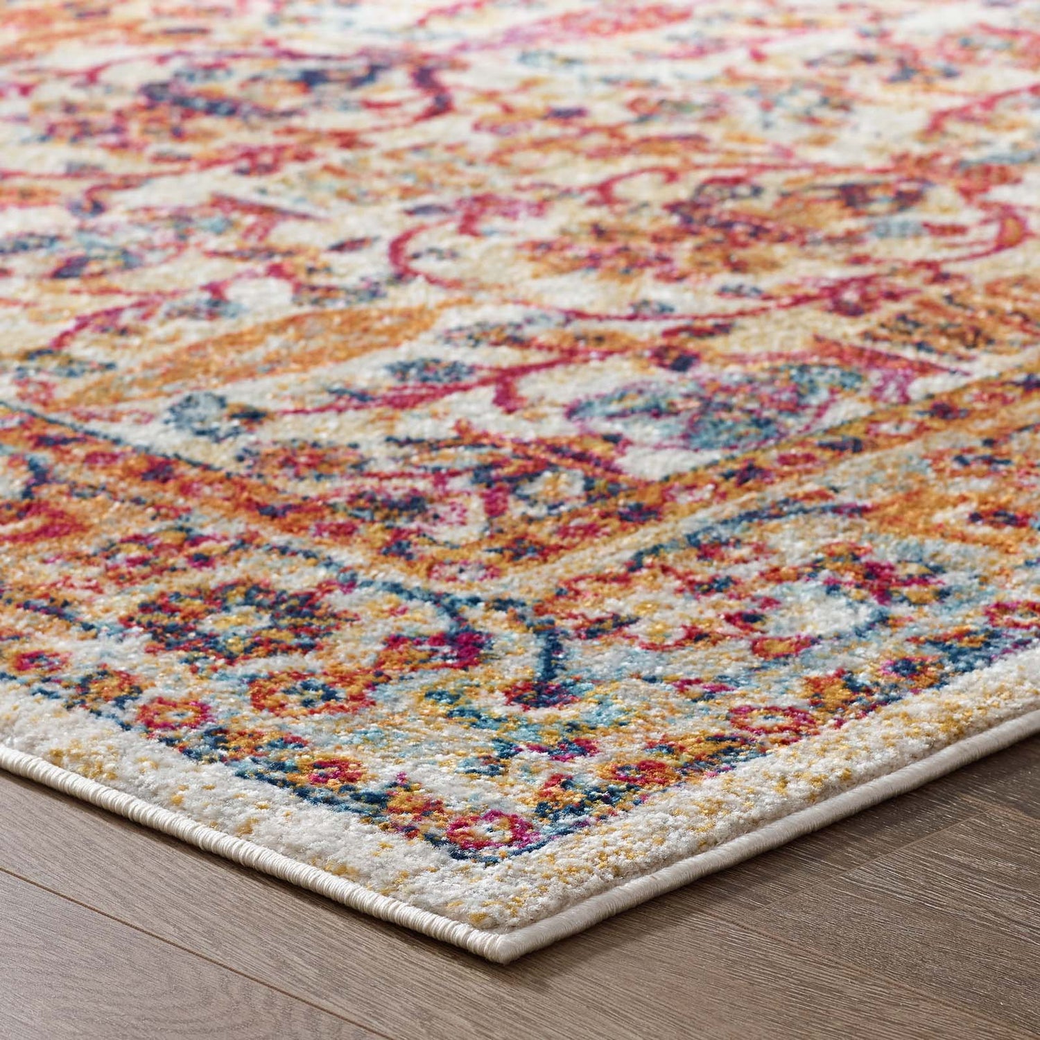 Entourage Jessa Distressed Vintage Floral Lattice Area Rug by Modway