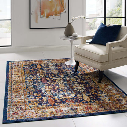 Entourage Jessa Distressed Vintage Floral Lattice Area Rug by Modway