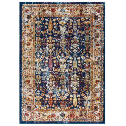 Entourage Jessa Distressed Vintage Floral Lattice Area Rug by Modway