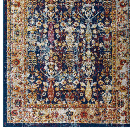 Entourage Jessa Distressed Vintage Floral Lattice Area Rug by Modway