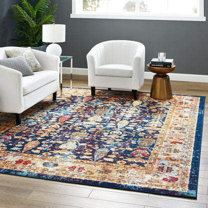 Entourage Jessa Distressed Vintage Floral Lattice Area Rug by Modway