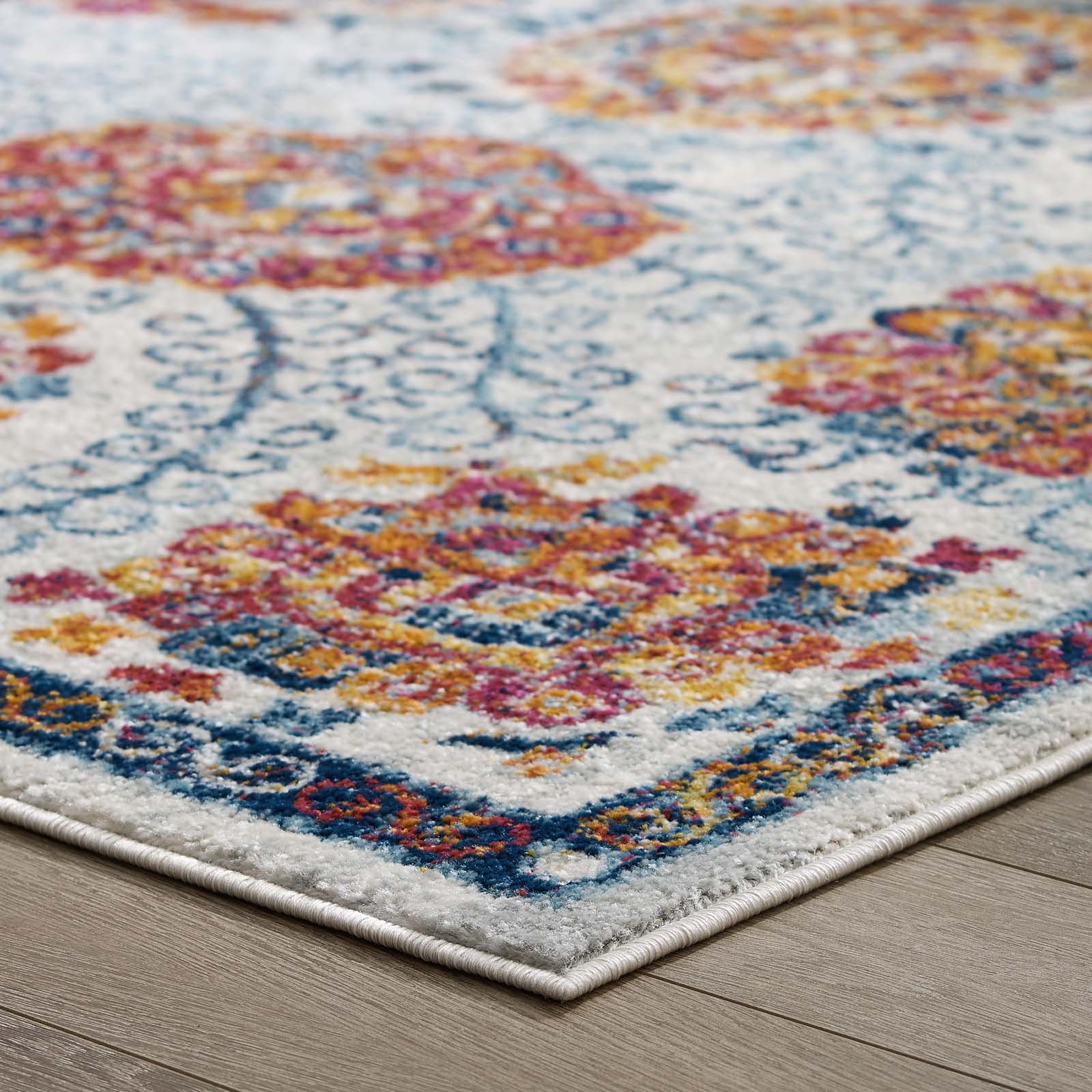 Entourage Kensie Distressed Floral Moroccan Trellis Area Rug by Modway