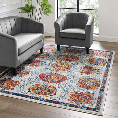 Entourage Kensie Distressed Floral Moroccan Trellis Area Rug by Modway