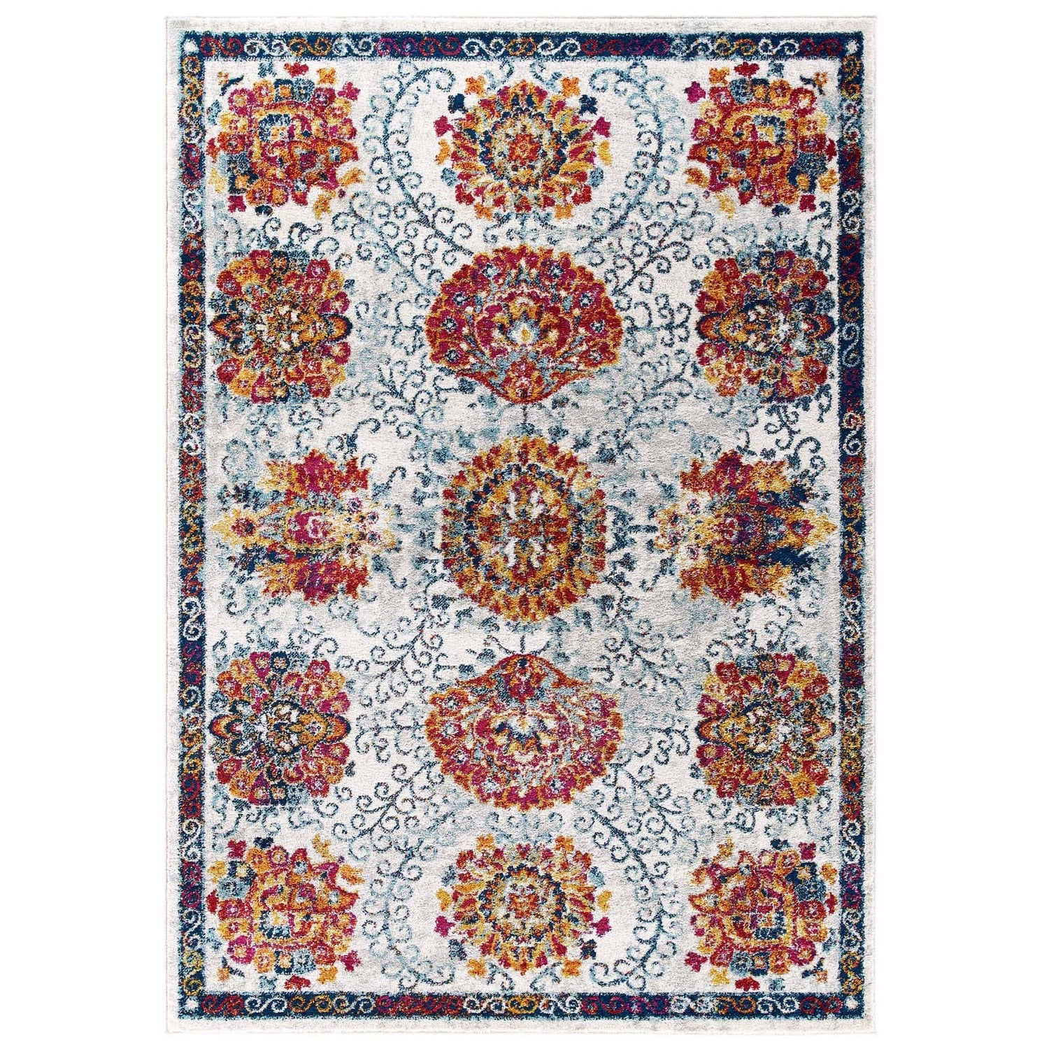 Entourage Kensie Distressed Floral Moroccan Trellis Area Rug by Modway