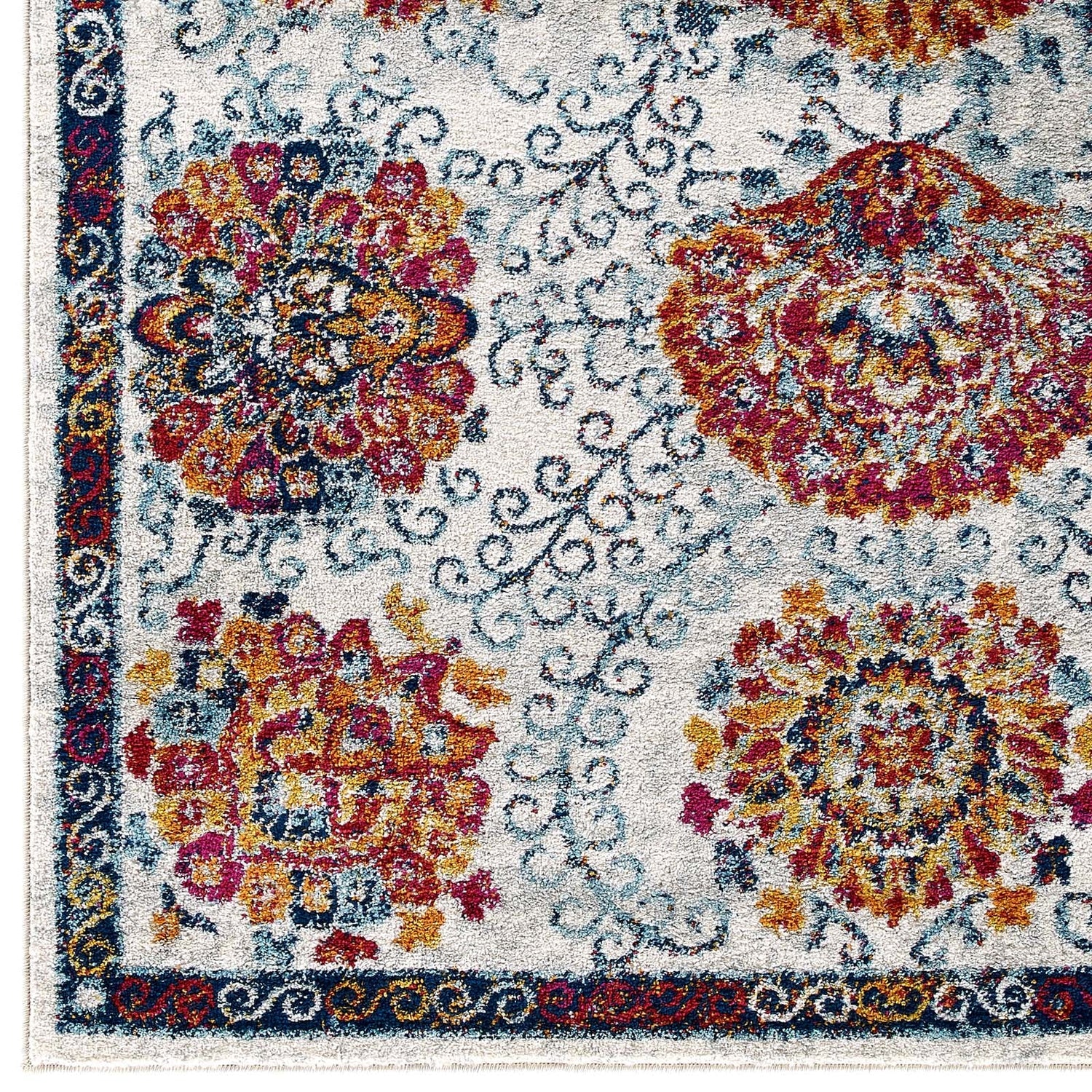 Entourage Kensie Distressed Floral Moroccan Trellis Area Rug by Modway