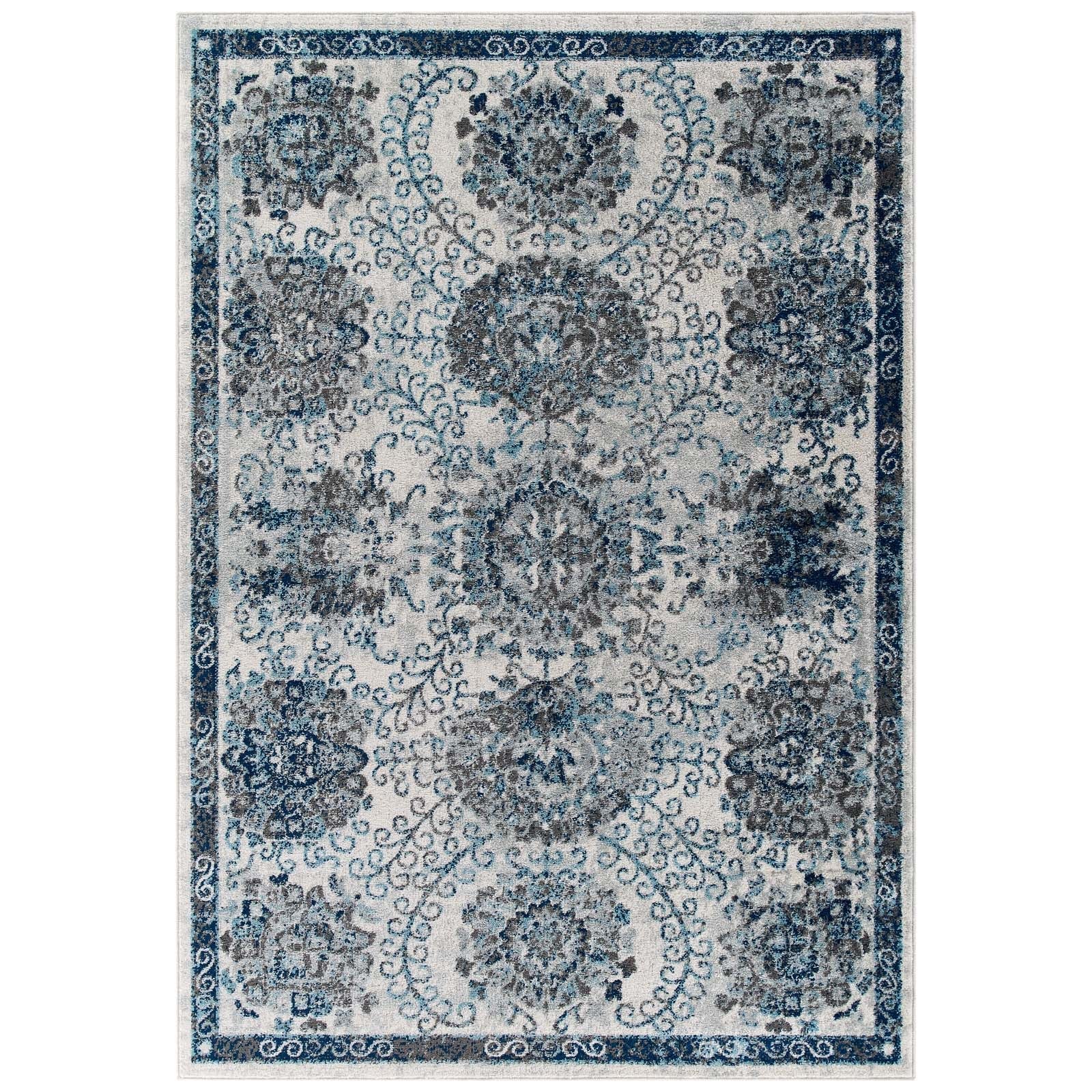 Entourage Kensie Distressed Floral Moroccan Trellis Area Rug by Modway